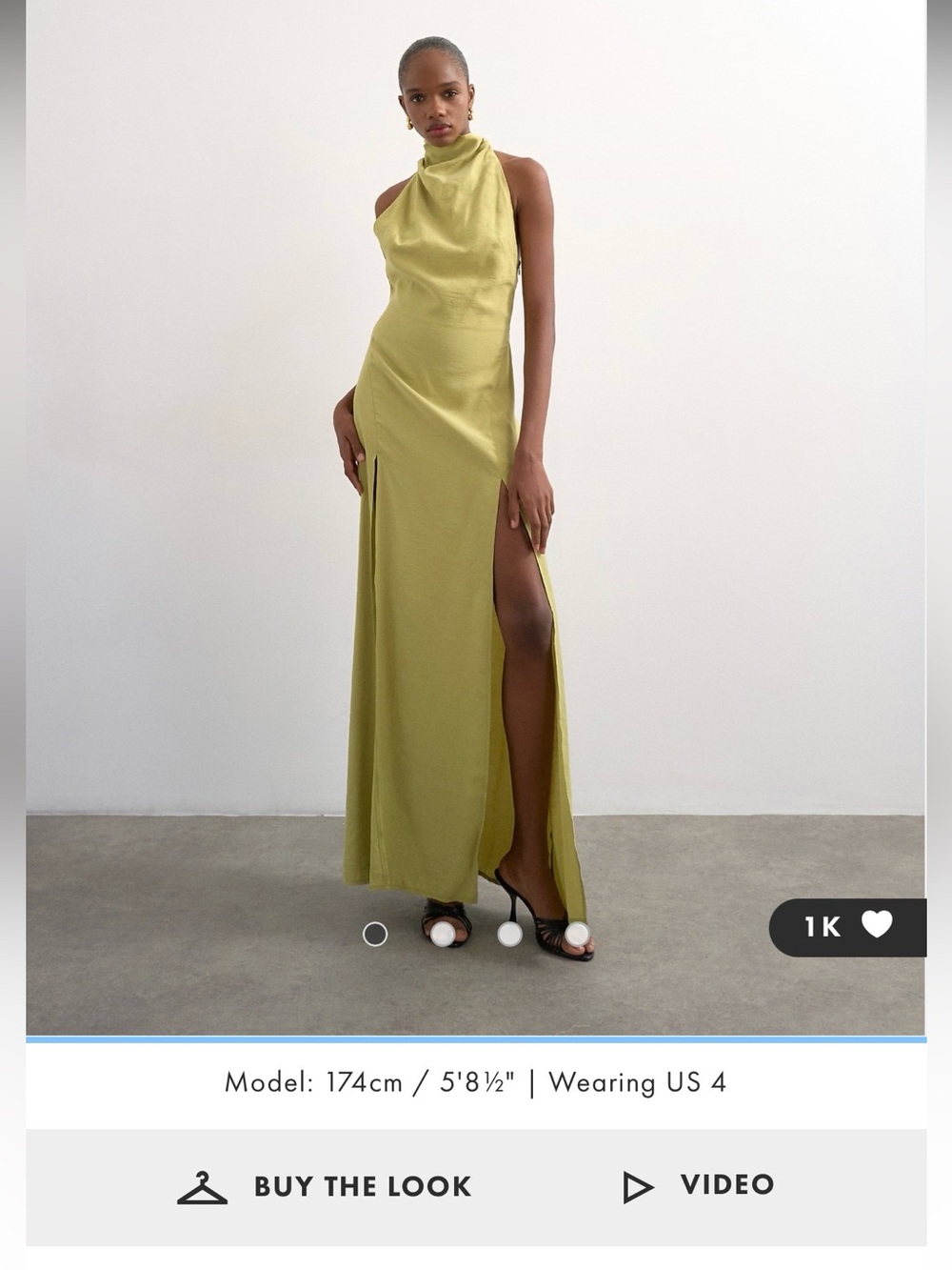 Topshop halter cowl maxi dress in lime